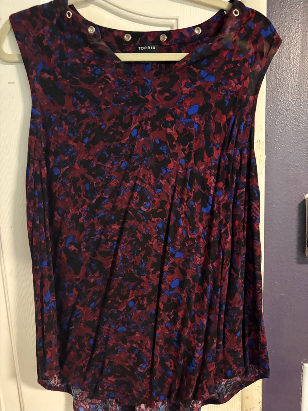 torrid Burgundy & Blue Printed Long Sleeve Dress